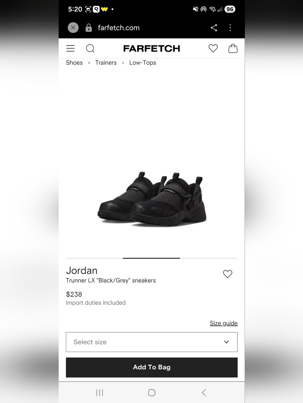 Nike Jordan Trunner Black Slip-On Athletic Sneakers